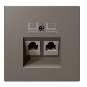 Изображение товара Розетка Ethernet RJ-45 двойная (тауп soft touch) Jasmart FD FD6106PTM