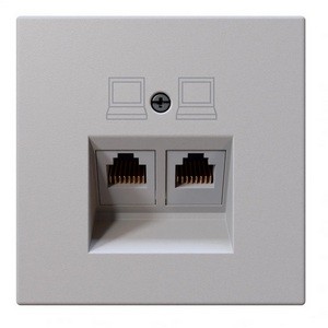 Изображение товара Розетка Ethernet RJ-45 двойная (белый матовый) Jasmart FD FD6108PWM