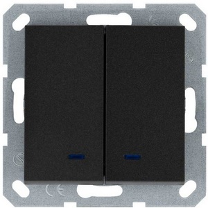 Изображение товара Выключатель двухклавишный с подсветкой (антрацит) Jasmart G-Classic G3023NB