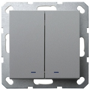 Изображение товара Выключатель двухклавишный с подсветкой (алюминий) Jasmart G-Classic G3023NS