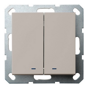 Изображение товара Выключатель двухклавишный с подсветкой (тауп soft touch) Jasmart G-Classic G3023NT