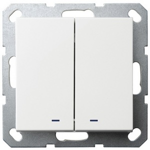 Изображение товара Выключатель двухклавишный перекрестный с подсветкой (белый глянцевый) Jasmart G-Classic G3023NW