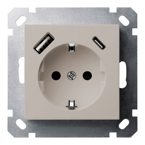 Изображение товара Розетка со шторками с USB Type A+С (тауп soft touch) Jasmart G-Classic G5501USB-25T