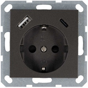 Изображение товара Розетка со шторками с USB Type A+С (мокко) Jasmart G-Classic G5501USB-25Z