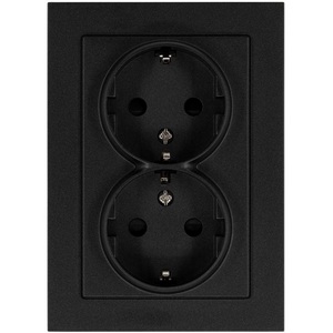 Изображение товара Розетка двойная со шторками (антрацит) Jasmart G-Classic G5504B