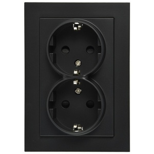 Изображение товара Розетка двойная со шторками (черный матовый) Jasmart G-Classic G5504PB