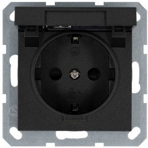 Изображение товара Розетка с защитной крышкой и шторками (антрацит) Jasmart G-Classic G5505B