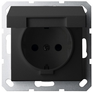 Изображение товара Розетка с защитной крышкой и шторками (черный матовый) Jasmart G-Classic G5505PB