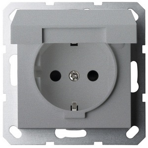 Изображение товара Розетка двойная с защитной крышкой и шторками (алюминий) Jasmart G-Classic G5505S