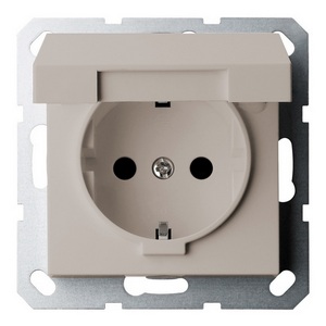 Изображение товара Розетка с защитной крышкой и шторками (тауп soft touch) Jasmart G-Classic G5505T