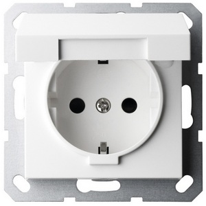 Изображение товара Розетка с защитной крышкой и шторками (белый глянцевый) Jasmart G-Classic G5505W