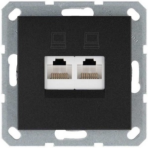 Изображение товара Розетка Ethernet RJ-45 двойная (антрацит) Jasmart G-Classic G6106B