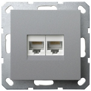 Изображение товара Розетка Ethernet RJ-45 двойная (алюминий) Jasmart G-Classic G6106S
