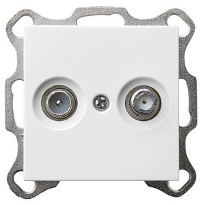 Изображение товара ТВ-розетка проходная + акустическая (белый глянцевый) Jasmart G-Classic G6205W