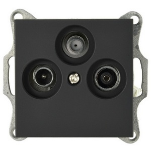 Изображение товара Розетка проходная TV+SAT + акустическая (черный матовый) Jasmart G-Classic G6207PB