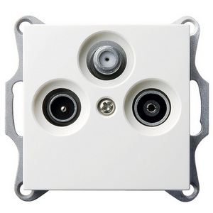 Изображение товара Розетка проходная TV+SAT + акустическая (белый глянцевый) Jasmart G-Classic G6207W