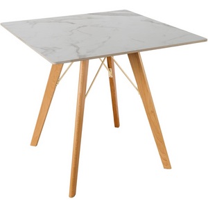 Изображение товара Стол обеденный обеденный JET CERAMIC квадратный 80*80 (Дерево бук, Прозрачный лак) RF Faggio Statuario 80x80 (квадратная столешница)