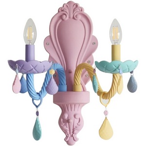 Изображение товара Бра с цветным плафоном для детской Kink Light Астрид 074175-2 в виде свечи с подвесками