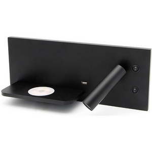 Изображение товара Настенный светильник светодиодный с полкой Kink Light Норти 08075L,19 черный (левое) с разъёмом USB, беспроводная зарядка