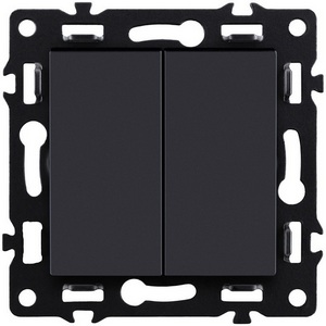 Изображение товара Выключатель 2-клавишный 10А/250В черный Kollinger Asthetik AS-004BK