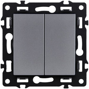 Изображение товара Выключатель 2-клавишный 10А/250В серый Kollinger Asthetik AS-004GY