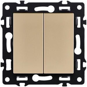 Изображение товара Выключатель 2-клавишный проходной 10А/250В золотой Kollinger Asthetik AS-005GD