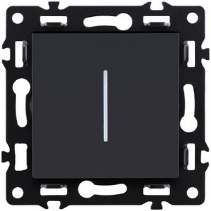 Изображение товара Выключатель 1-клавишный 10А/250В с LED подсветкой, черный Kollinger Asthetik AS-007BK