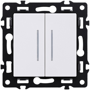 Изображение товара Выключатель 2-клавишный 10А/250В с LED подсветкой, белый Kollinger Asthetik AS-010WH