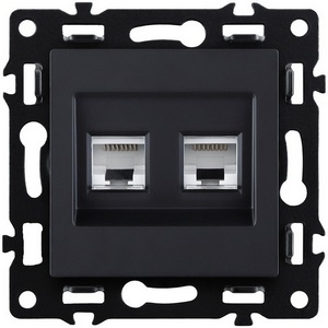 Изображение товара Розетка двойная Ethernet RJ45 черный Kollinger Asthetik AS-018BK