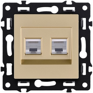 Изображение товара Розетка двойная Ethernet RJ45 золотой Kollinger Asthetik AS-018GD