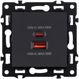 Изображение товара Розетка USB A+C 65W черный Kollinger Asthetik AS-024BK