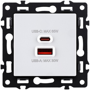 Изображение товара Розетка USB A+C 65W белый Kollinger Asthetik AS-024WH