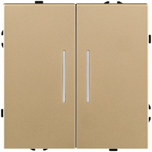 Изображение товара Выключатель 2-клавишный 10А/250В с LED подсветкой, золотой Kollinger Eclipse EC-010GD