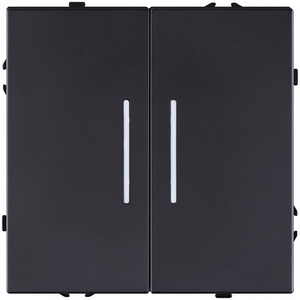 Изображение товара Выключатель 2-клавишный проходной 10А/250В с LED подсветкой, черный матовый Kollinger Eclipse EC-011BK