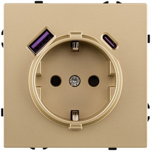 Изображение товара Розетка штепсельная SCHUKO 16A/250 В с USB A+C 20W, золотой Kollinger Eclipse EC-016GD