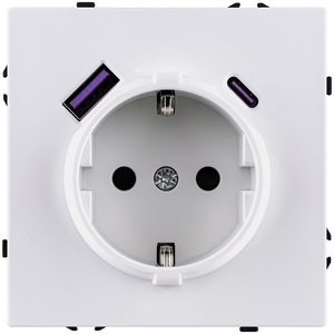 Изображение товара Розетка штепсельная SCHUKO 16A/250 В с USB A+C 20W, белый глянцевый Kollinger Eclipse EC-016WG