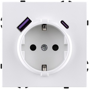 Изображение товара Розетка штепсельная SCHUKO 16A/250 В с USB A+C 20W, белый матовый Kollinger Eclipse EC-016WH