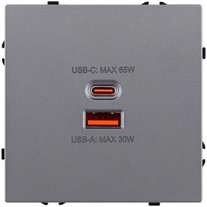 Изображение товара Розетка USB A+C 65W серый Kollinger Eclipse EC-024GY
