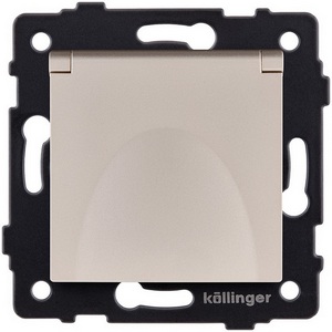 Изображение товара Розетка штепсельная SCHUKO 16A/250 В с крышкой, золотой Kollinger REA-006GD для Aspekt, Eleganz, Reflex