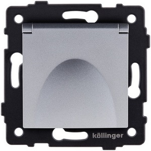 Изображение товара Розетка штепсельная SCHUKO 16A/250 В с крышкой, серый Kollinger REA-006GY для Aspekt, Eleganz, Reflex