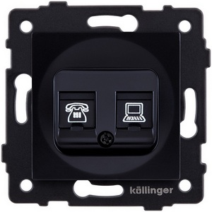 Изображение товара Розетка двойная RJ11 + RJ45 черный Kollinger REA-011BK для Aspekt, Eleganz, Reflex