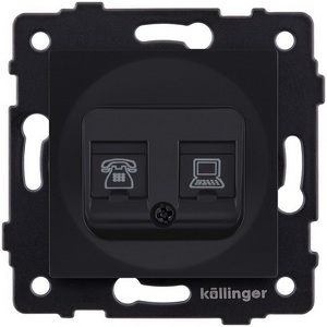 Изображение товара Розетка двойная RJ11 + RJ45 черный матовый Kollinger REA-011BM для Aspekt, Eleganz, Reflex