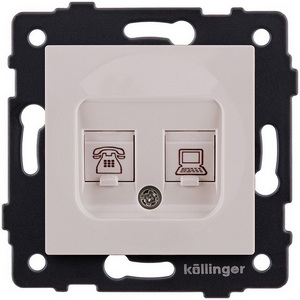 Изображение товара Розетка двойная RJ11 + RJ45 кашемир матовый Kollinger REA-011CM для Aspekt, Eleganz, Reflex