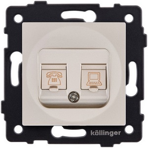 Изображение товара Розетка двойная RJ11 + RJ45 золотой Kollinger REA-011GD для Aspekt, Eleganz, Reflex