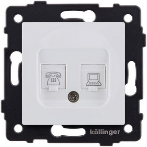 Изображение товара Розетка двойная RJ11 + RJ45 белый матовый Kollinger REA-011WM для Aspekt, Eleganz, Reflex