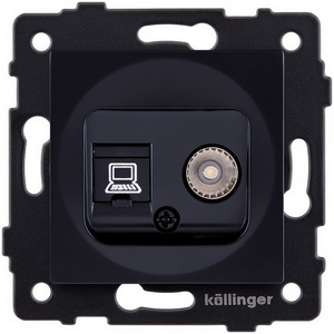 Изображение товара Розетка двойная TV (мама) + RJ45 черный Kollinger REA-012BK для Aspekt, Eleganz, Reflex
