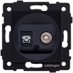 Изображение товара Розетка двойная TV (мама) + телефонная розетка RJ11, черный Kollinger REA-013BK для Aspekt, Eleganz, Reflex