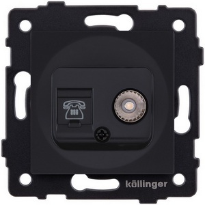Изображение товара Розетка двойная TV (мама) + телефонная розетка RJ11, черный матовый Kollinger REA-013BM для Aspekt, Eleganz, Reflex