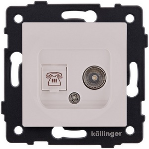 Изображение товара Розетка двойная TV (мама) + телефонная розетка RJ11, кашемир матовый Kollinger REA-013CM для Aspekt, Eleganz, Reflex