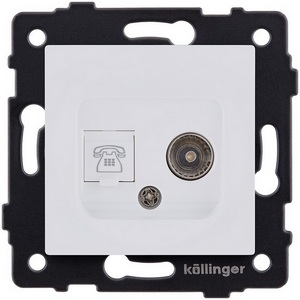 Изображение товара Розетка двойная TV (мама) + телефонная розетка RJ11, белый матовый Kollinger REA-013WM для Aspekt, Eleganz, Reflex